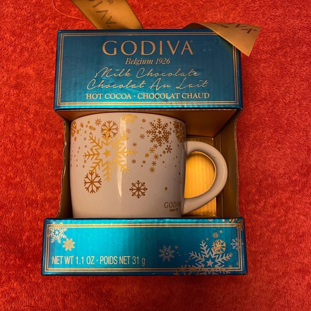 Godiva White Mug with Gold Snowflake Design